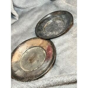 Vintage Wallace Bros Silverplate Bread Plates Set 2 Tarnished Patina 6in